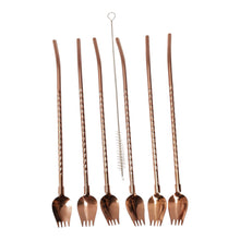 CUCHARAS BOMBILLAS INOX. COLOR COBRE 6 PZAS. MULTIMENAJE