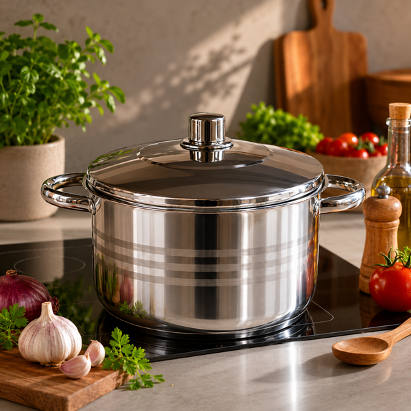 Cacerola Para Cocina 24 cm 5,5 Litros Acero Inoxidable Plateado Oslo - Vitta