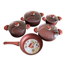 BATERIA INDUCCION ANTIADERENTE GRANITO ROJA 9 PZS. OMS