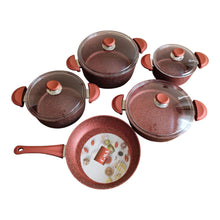 BATERIA INDUCCION ANTIADERENTE GRANITO ROJA 9 PZS. OMS