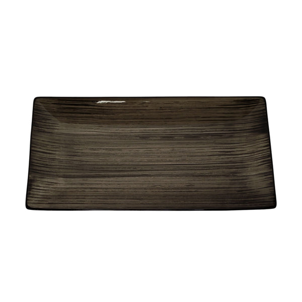 PLATO RECT. PORCELANA CAFE GRISACEO 30,4X15,5CM MULTIMENAJE
