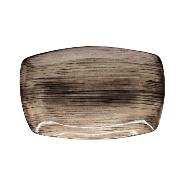 PLATO RECT. PORCELANA CAFE GRISACEO 35X24,2CM MULTIMENAJE