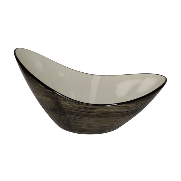 ENSALDERA OVAL PORCELANA CAFE GRISACEO 25,5X16X13CM MULTIMENAJE