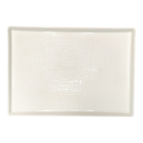 BANDEJA RECT. PORDELANA BLANCA 41X18,6X3CM MULTIMENAJE