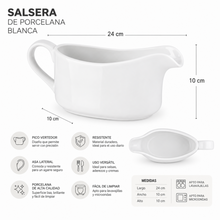 Salsera de Porcelana Blanca con Asa 24x10x10 cm - Multimenaje