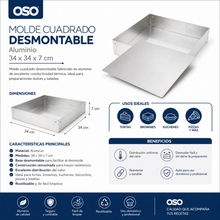 Molde Cuadrado Desmontable Aluminio Oso 34x34x7 cm - Oso