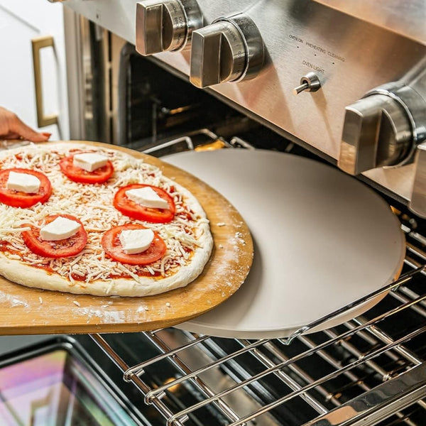 Piedra Para Pizza Con Soporte De Rejilla Y Asas De Acero Inox. 36x1,5 - Multimenaje
