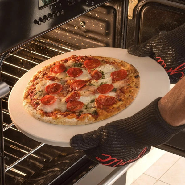 Piedra Para Pizza Con Soporte De Rejilla Y Asas De Acero Inox. 36x1,5 - Multimenaje
