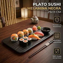 Plato Sushi Melamina Negra 29x13Cm Multimenaje