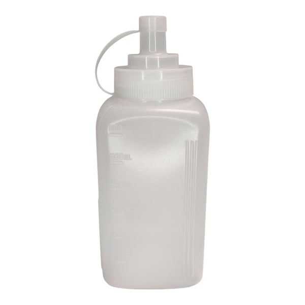 BOTELLA PARA SALSAS CUADRADA TRANSPARENTE 600ML MULTIMENAJE
