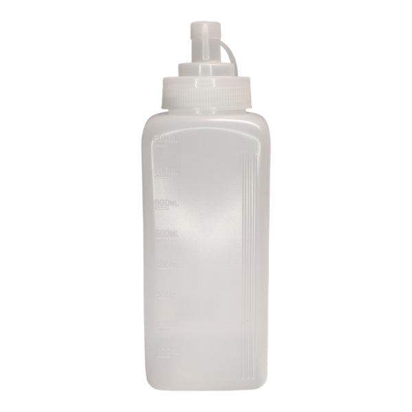 BOTELLA PARA SALSAS CUADRADA TRANSPARENTE 800ML MULTIMENAJE