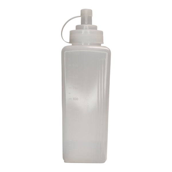 BOTELLA PARA SALSAS CUADRADA TRANSPARENTE 1000ML MULTIMENAJE