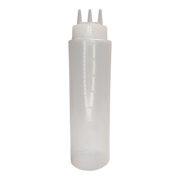 BOTELLA PARA SALSAS 3SALIDAS TRANSPARENTE 800ML MULTIMENAJE