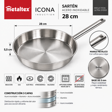 Sartén Acero Inoxidable Inducción 28 cm Icona - Metaltex