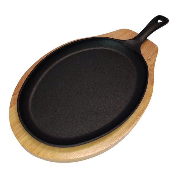 FAJITA HIERO FUNDIDO CON BASE MADERA 28X16 MULTIMENAJE