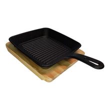 SARTEN HIERRO FUNDIDO CON BASE MADERA 20CM MULTIMENAJE