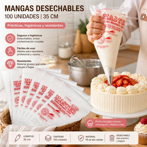 Mangas Desechable 100 Unidades 35Cm Multimenaje