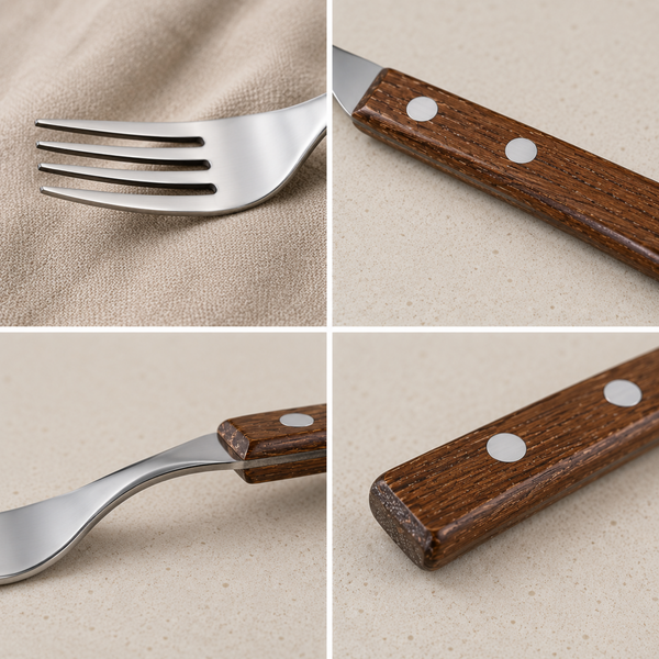 Tenedor de Mesa Acero Inoxidable Mango Madera 19 cm - Tramontina