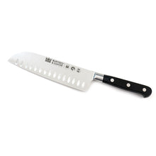 Cuchillo Santoku Forjado Martínez y Gascón con hoja de acero inoxidable de 17,5 cm y mango negro