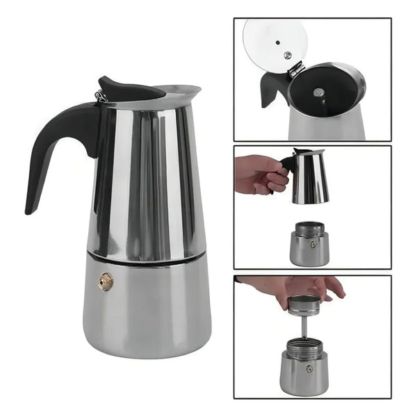 Cafetera Italiana Acero Inoxidable 6 Tazas Multimenaje