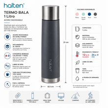 Termo Bala Para Bebidas 1 Litro Acero Inoxidable - Halten
