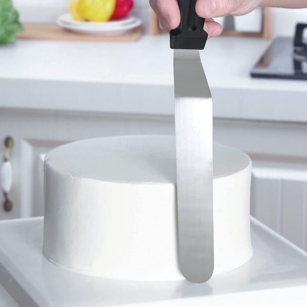 Espatula Pastelera Inclinada Acero Inoxidable Con Mango Plastico Negro 25cm - Multimenaje