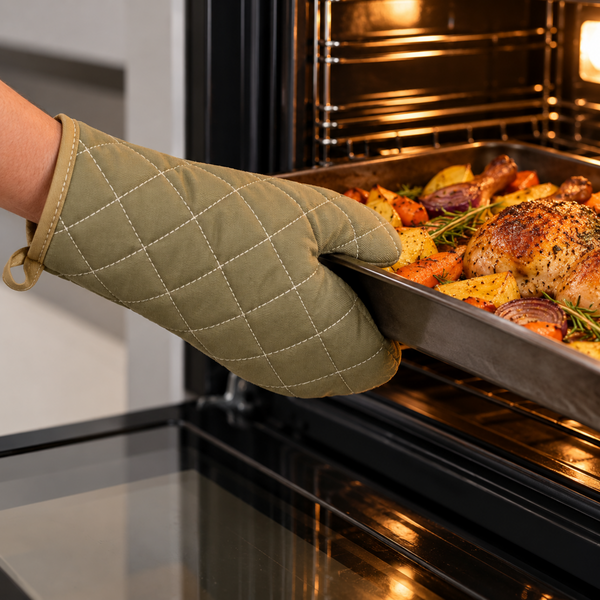 Guante de Cocina Acolchado para Horno 33 cm Beige Multimenaje