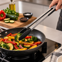 Pinza de Cocina Acero Inoxidable con Silicona Negra 40 cm - Multimenaje