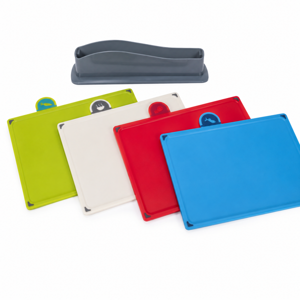 Set 4 Tablas de Cortar Codificadas con Soporte 30x20cm - Multimenaje