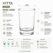 Vaso Jugo Lennox 190ml Vidrio Transparente - Vitta