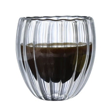 Vaso Para Café Ondulado Doble Pared De Vidrio Borosilicato 7x8cm Multimenaje