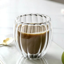 Vaso Para Café Ondulado Doble Pared De Vidrio Borosilicato 7x8cm Multimenaje