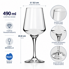 Copa de Vino Brunello Vidrio 490 ml - Nadir