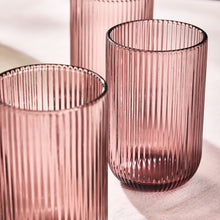 VASO ESTRIADO VIDRIO MORADO 8X8X13CM 410ML MULTIMENAJE