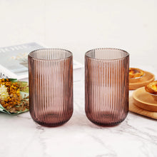 VASO ESTRIADO VIDRIO MORADO 8X8X13CM 410ML MULTIMENAJE