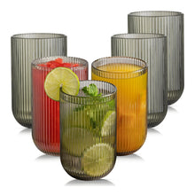 VASO ESTRIADO VIDRIO GRIS 8X8X13CM 410ML MULTIMENAJE