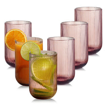 VASO ESTRIADO VIDRIO MORADO 8X8X13CM 410ML MULTIMENAJE