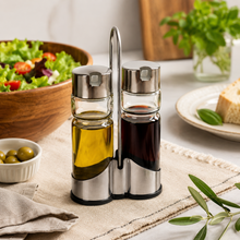 Juego Aceitera y Vinagrera de Vidrio con Soporte 2 Piezas - Vitta