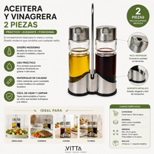 Juego Aceitera y Vinagrera de Vidrio con Soporte 2 Piezas - Vitta