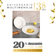 Plato Pasta Sombrero Porcelana Blanca 28 Cm - Multimenaje - Aniversario 38 años