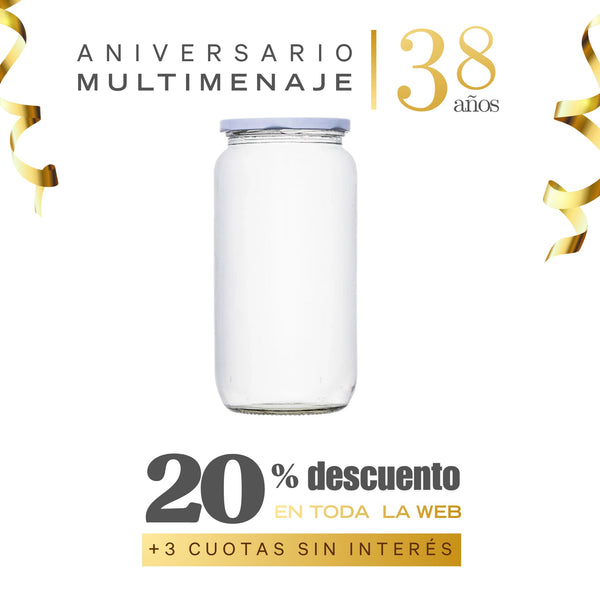 Frasco Conservero Con Tapa Botón 1000cc Multimenaje - Aniversario 38 años