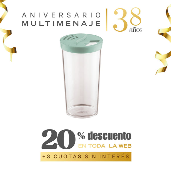 Especiero Acrílico Transparente Con Tapa Verde 500ml - Uz - Aniversario 38 años