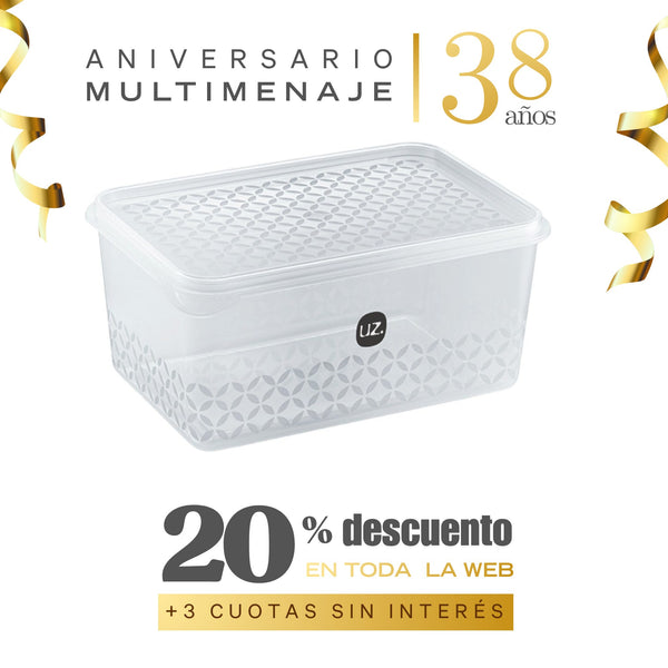 Contenedor Con Tapa Multiuso Polipropileno Transparente 2lt - Uz - Aniversario 38 años