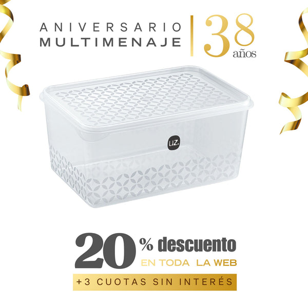 Contenedor Con Tapa Multiuso Polipropileno Transparente 1lt - Uz - Aniversario 38 años