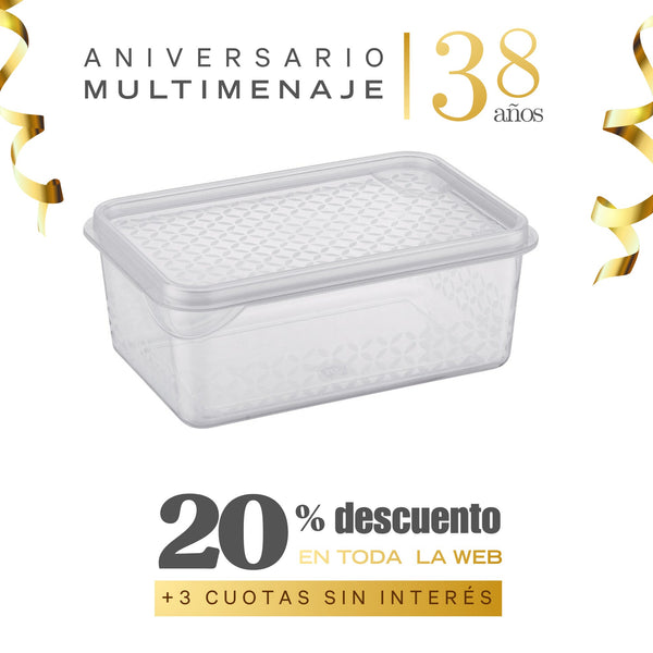 Contenedor Con Tapa Multiuso Polipropileno Transparente 500ml - Uz - Aniversario 38 años