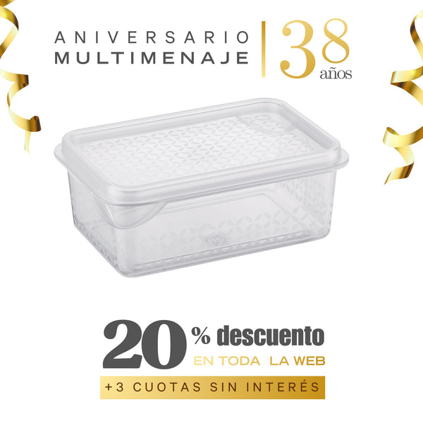 Contenedor Con Tapa Multiuso Polipropileno Transparente 250ml - Uz - Aniversario 38 años
