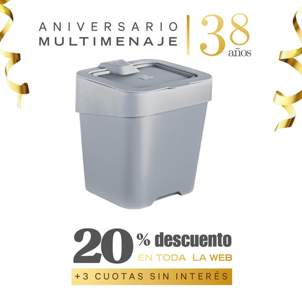 Basurero De Mesón Gris 2,5lt - Uz - Aniversario 38 años