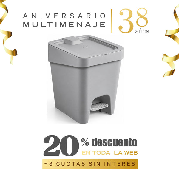 Basurero con Pedal Polipropileno Gris 8 L - Uz - Aniversario 38 años
