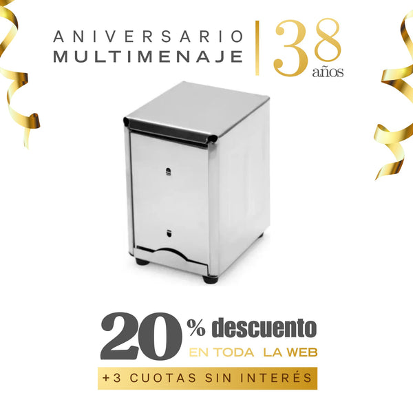 Dispensador Servilletas Acero Inoxidable - Santa Mariana - Aniversario 38 años