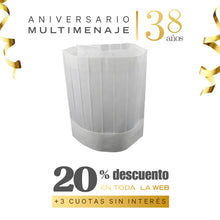 Gorro Chef Desechable Alto 29cm - Multimenaje - Aniversario 38 años